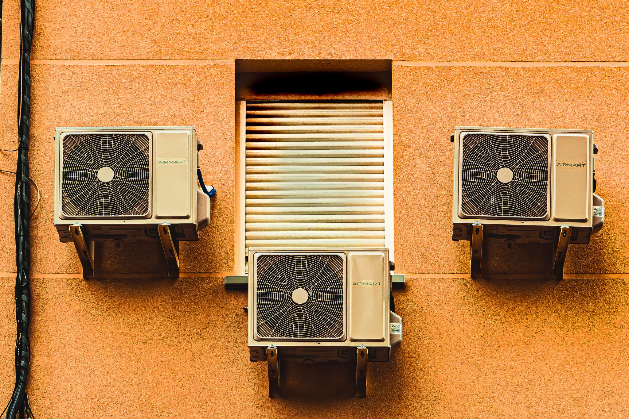 Installed AC units on a wall